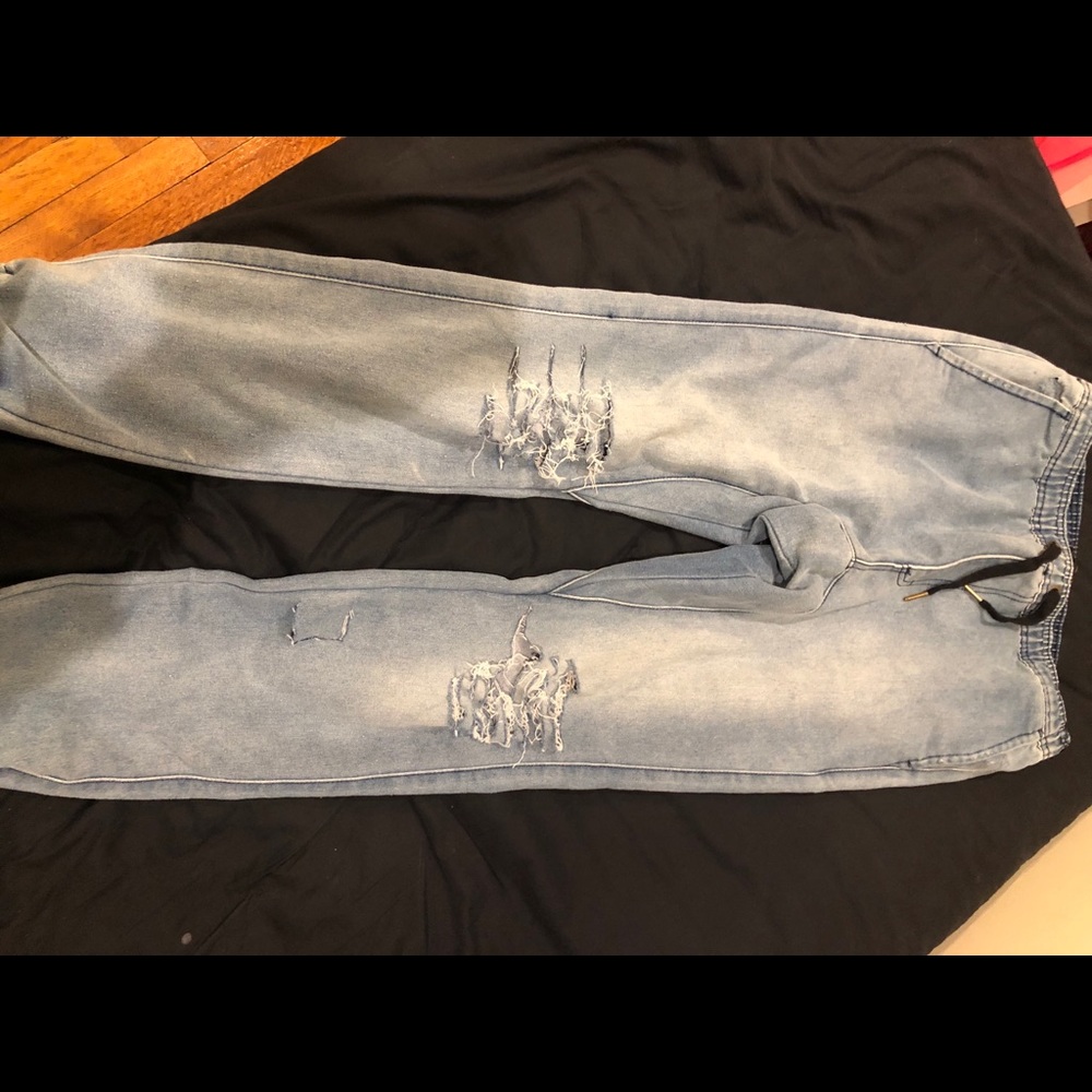 Rips jeans — cuffed are the bottom